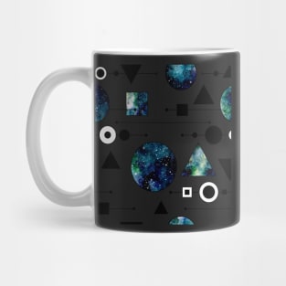 Watercolor Little Squares, Circles and Triangles with Outer Space Texture Mug